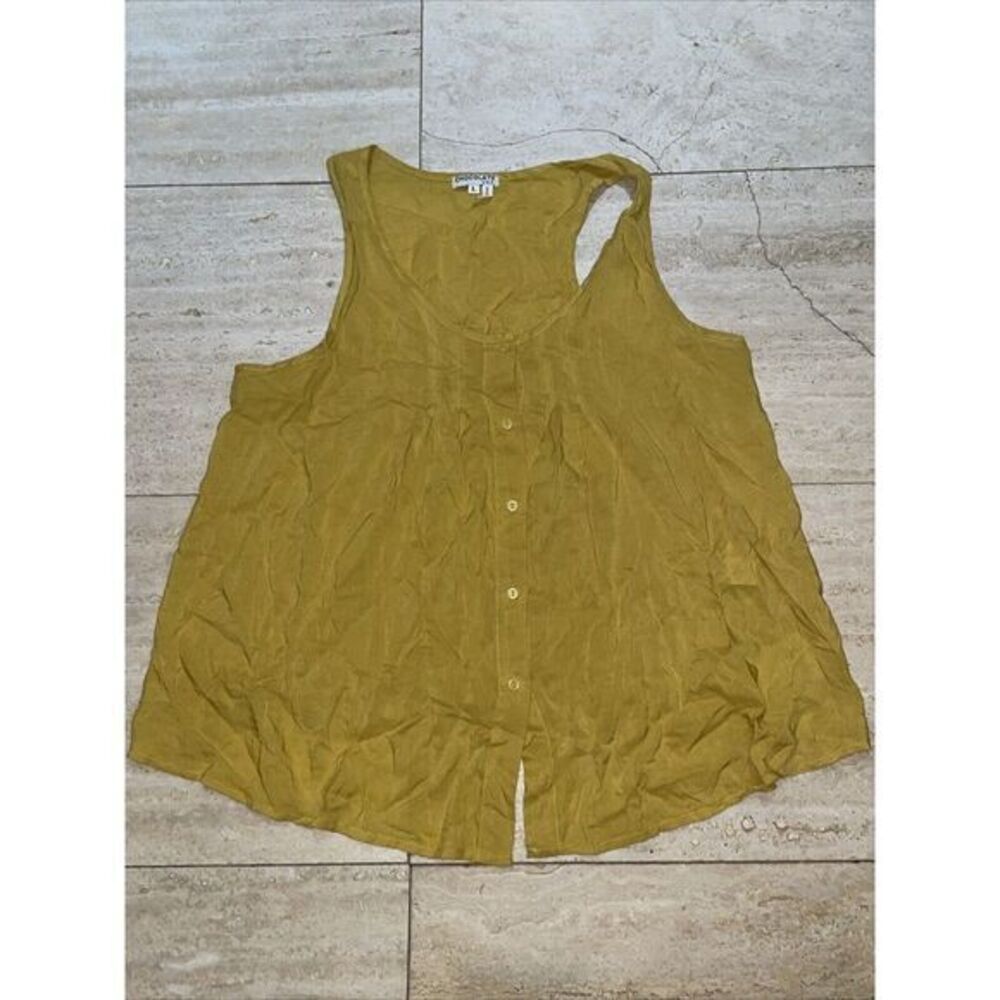 Women's Chocolate USA Tank top Shirt Size‎ L Mustard Yellow Cotton Blend